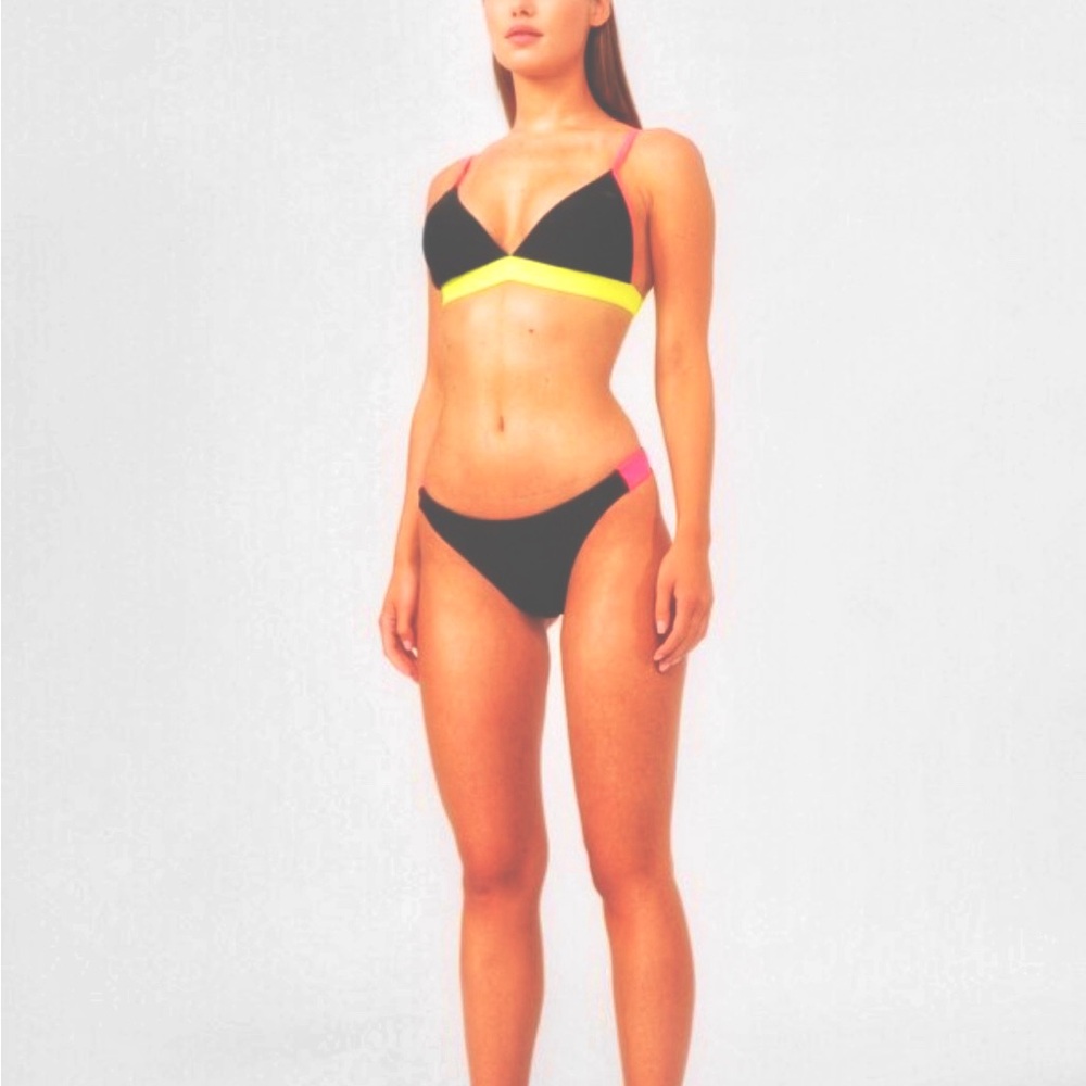 Victoria’s Secret PINK colorblock bikini bottom neon pink/green (bottom only)